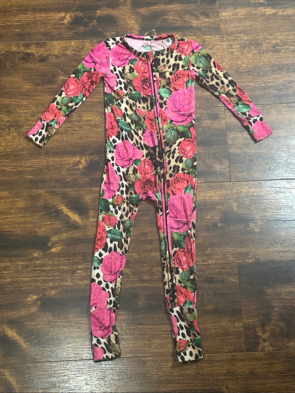 🌹 Posh Peanut 18-24M Rose Leopard Bamboo Zip Romper 🐆💕